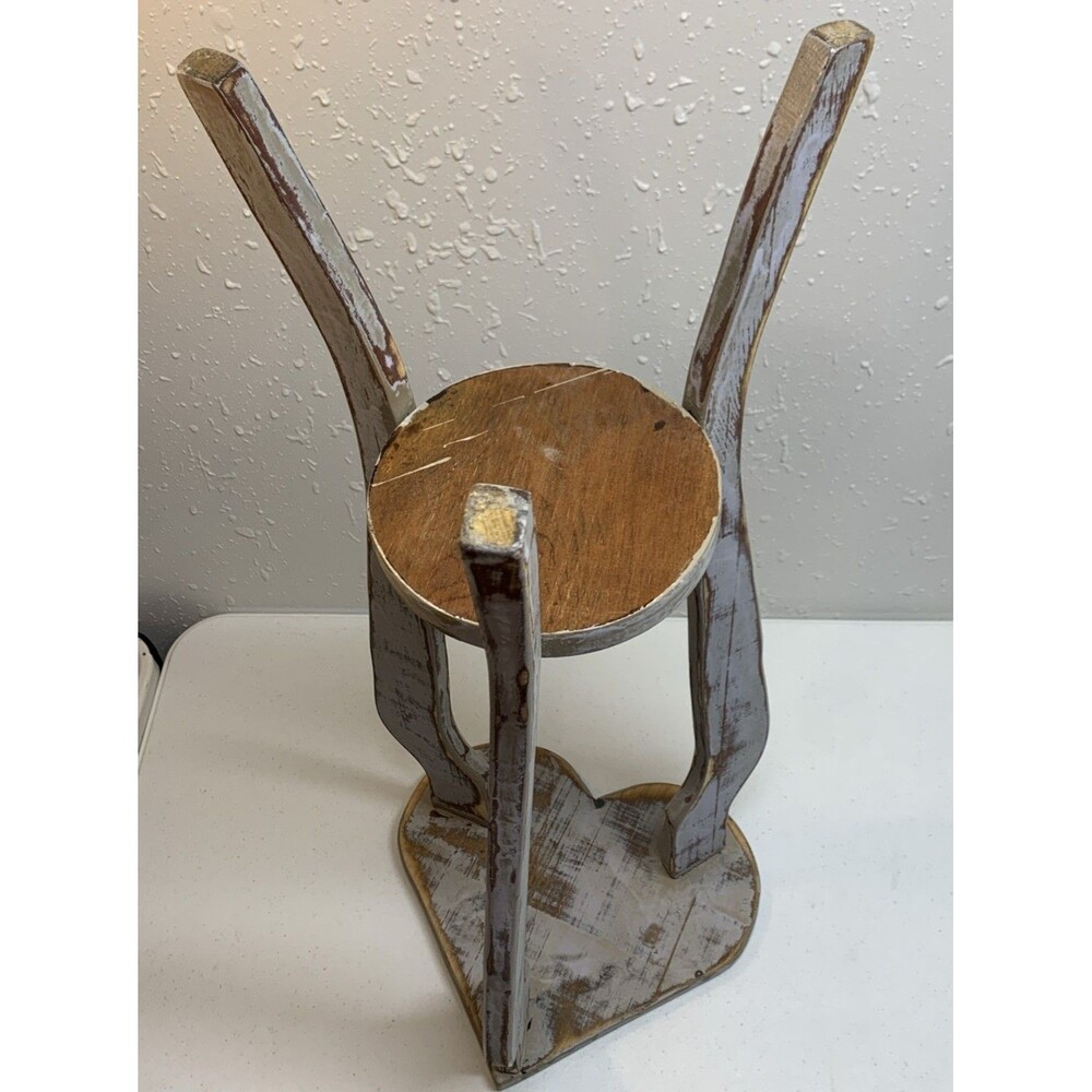 Vintage Country Wooded HEART End Table Plant Stand Farmhouse Cottage Rustic - Picture 5 of 9